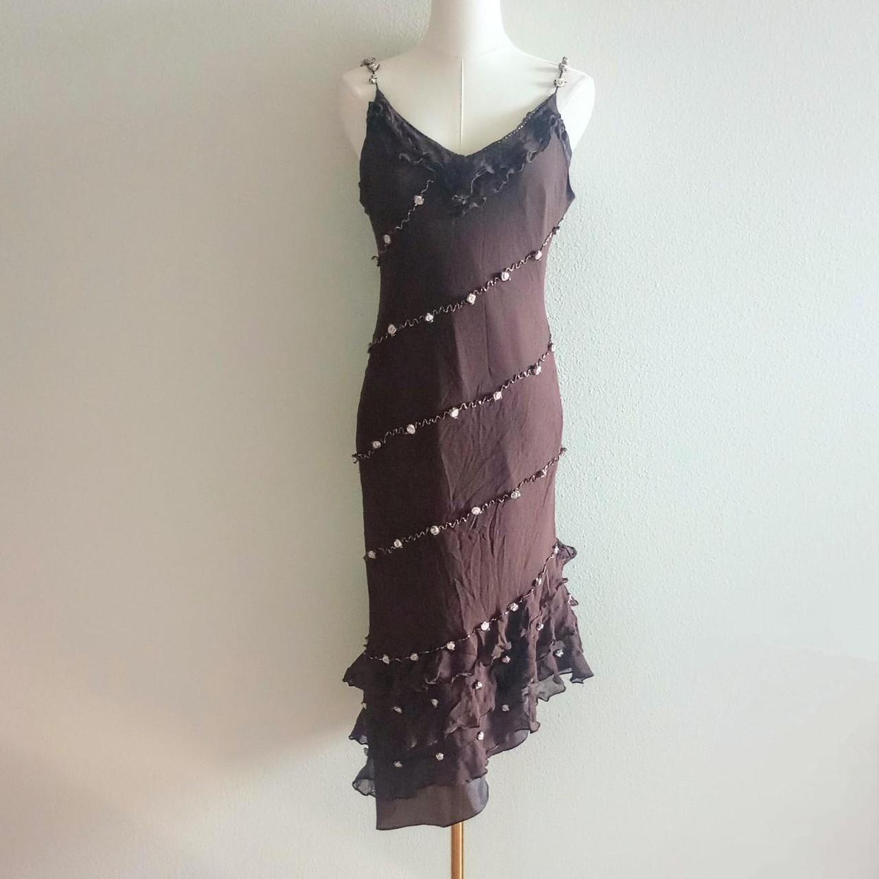 Brown Fashion Elegant Pink Delicate Floral Beading Spaghetti Straps Long Elegant Chiffon Ruffles prom dress Evening Dress Party Dress gh3570