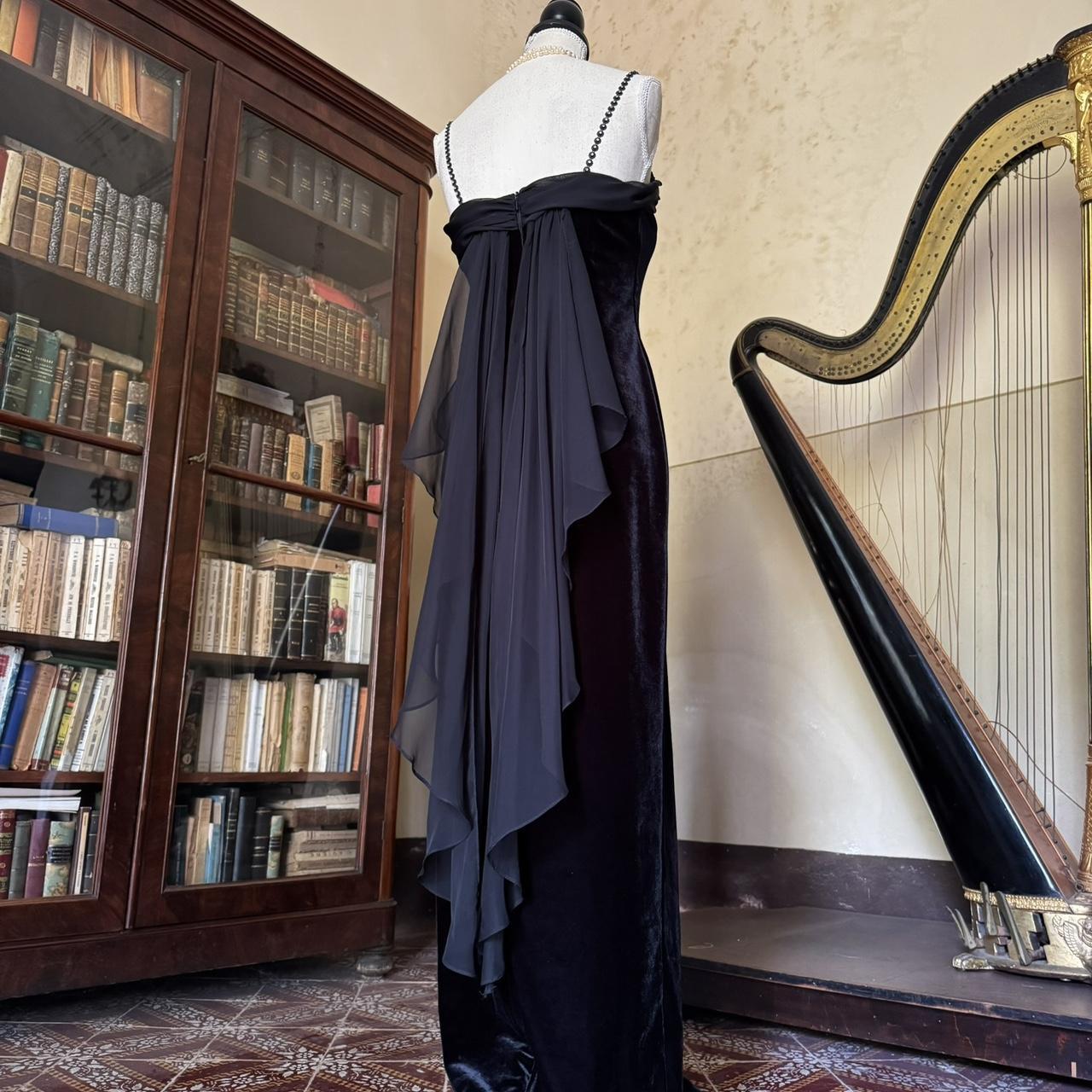 Girlhomeshops--Vintage Retro black long snow velvet fairy dress prom dress gh5541