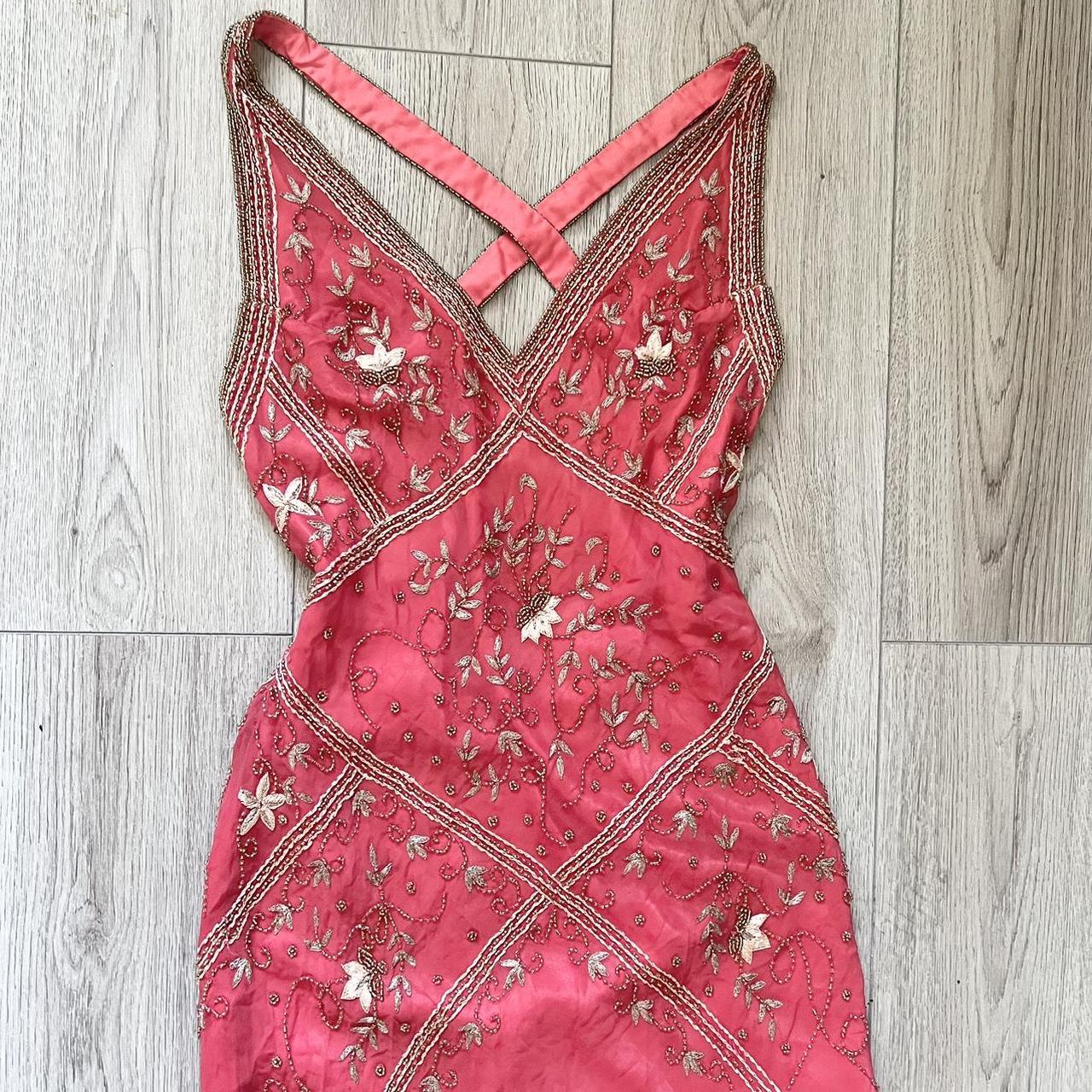 Pink Stunning Vintage Flowing Elegant Delicate Beaded Open Back Long Floor Length Mermaid Style Skirt Satin Ball Gown Evening Gown Birthday Party Gown Prom Gown gh3835