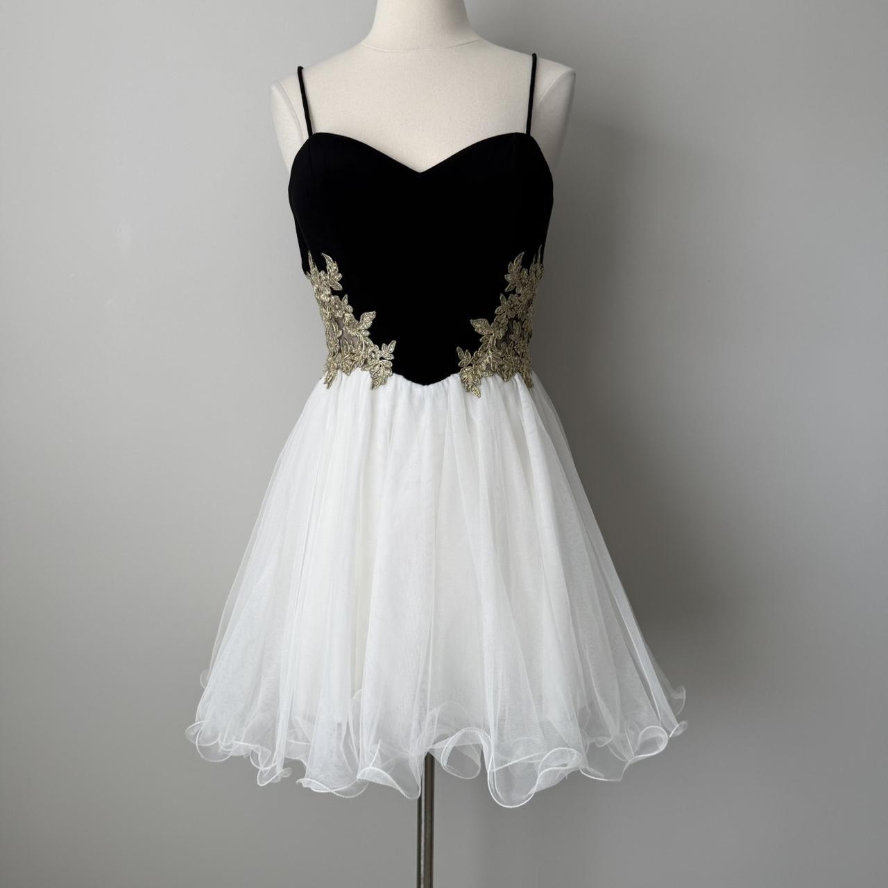 Black and White Dress Vintage Elegant Exquisite Beaded Short Women's Chiffon Puffy Flare Dress Cocktail Dress Homecoming Dress Prom Dress Evening Dress Party Dress gh4125