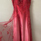 Robe de soirée longue en satin et tulle, rose, magnifique, vintage, élégante, exquise, perles, robe de bal, gh3933