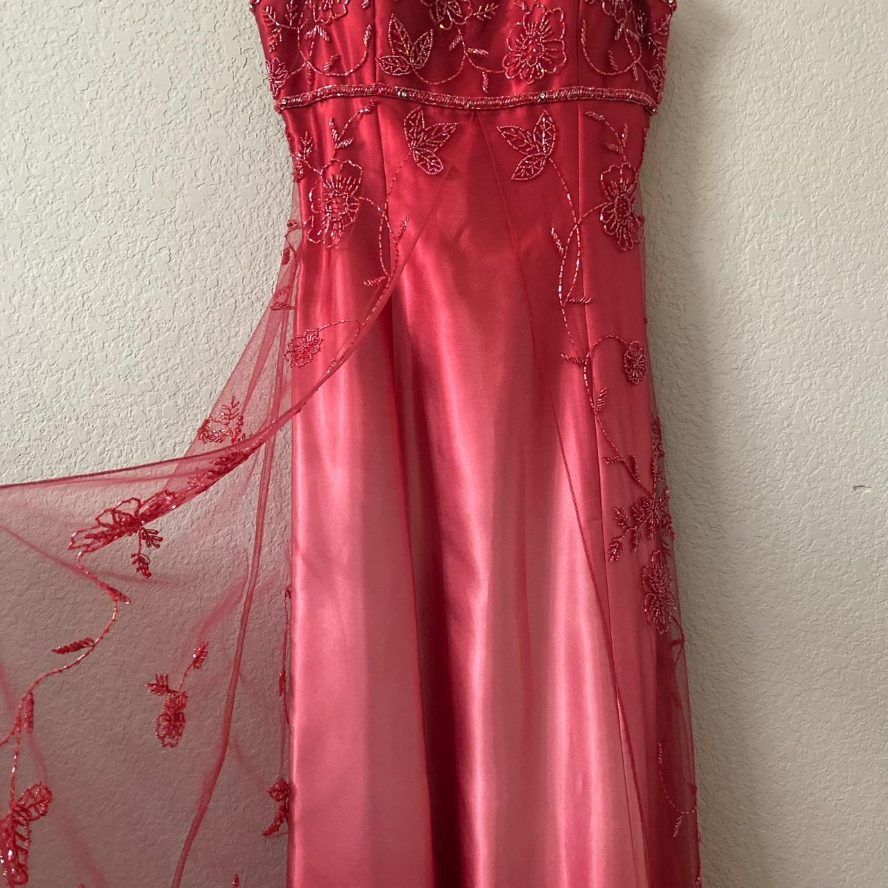 Robe de soirée longue en satin et tulle, rose, magnifique, vintage, élégante, exquise, perles, robe de bal, gh3933