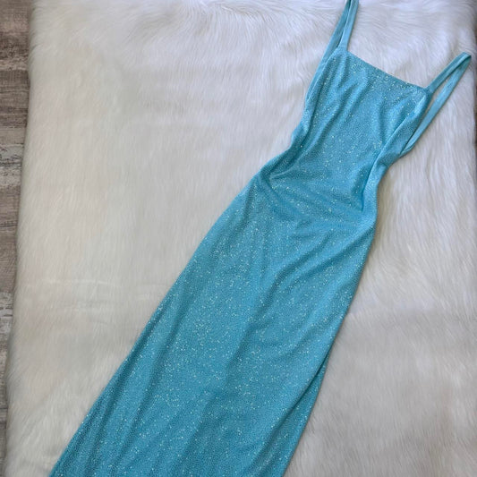 Robe de soirée longue en mousseline de soie bleu clair, élégante et brillante, dos nu, robe de bal, gh4286