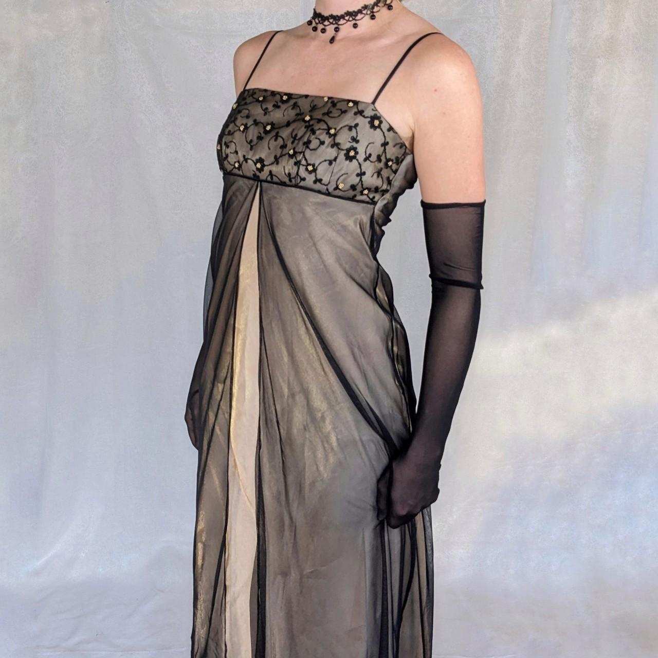 Black gold vintage fashion exquisite embroidery floral beaded long tulle satin ball gown birthday party dress evening dress prom dress gh3801