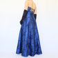 Marineblaues Vintage-Ballkleid mit Blumenmuster, langes Samt-Trompetenkleid, Abendkleid, Partykleid, gh4350