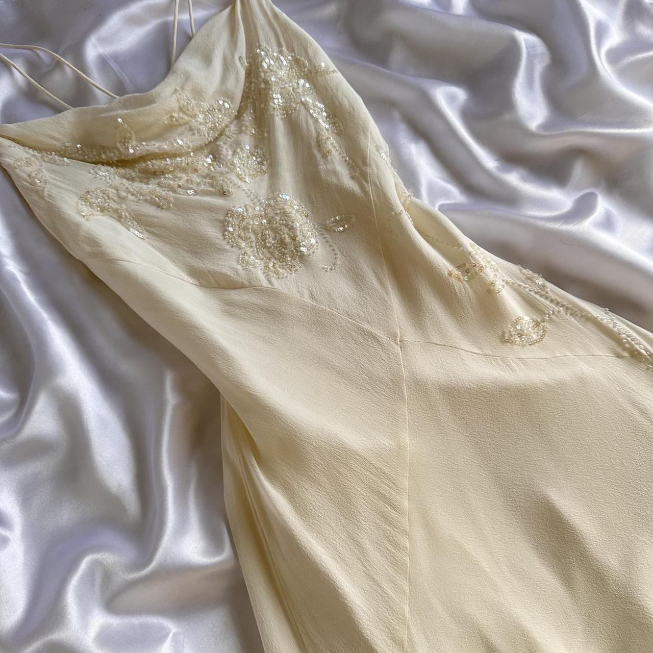 Robe de soirée longue en mousseline de soie, ivoire, brillante, élégante, exquise, perlée, longueur au sol, faite à la main, personnalisée, robe de bal, robe de soirée, robe de bal gh3549