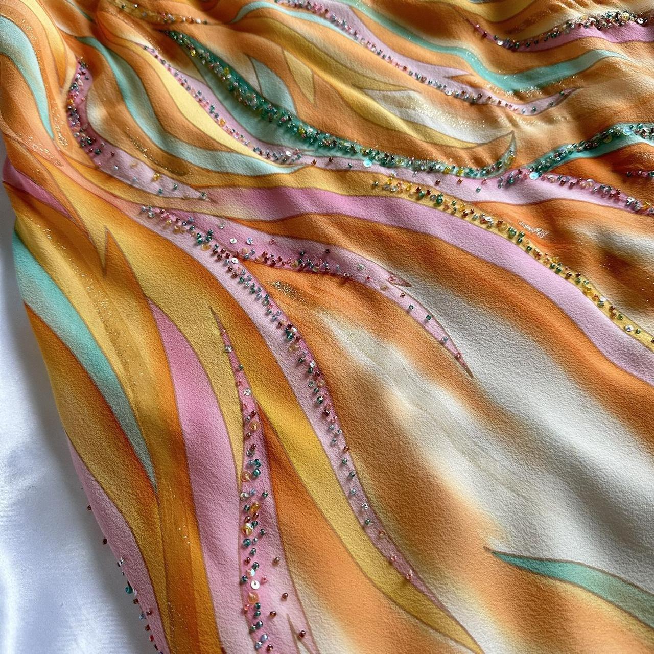 Fantasy Orange Rainbow Elegant Exquisite Beading Long Chiffon Ball Gown Evening Dress Party Dress Prom Dress gh3746