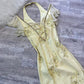 Robe de bal vintage jaune, robe longue, robe de fée, robe Y2K, robe de retour, robe à bretelles, paillettes, motif floral, délicate, mignonne, bal/mariage/été/rendez-vous gh4515