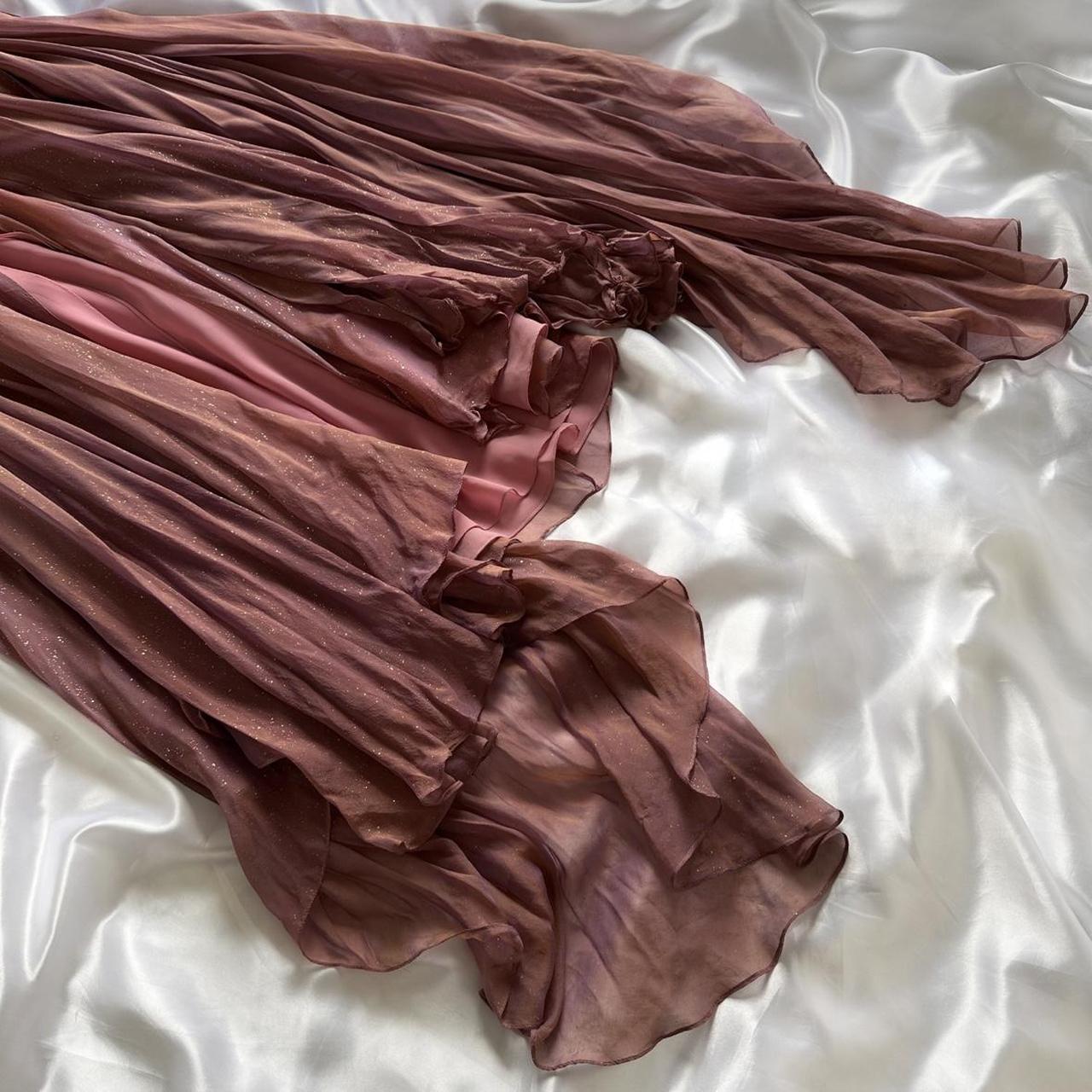 Purple Bronze Shiny Elegant Vintage Flower Applique Long Chiffon Fairy Evening Gown Party Dress prom dress gh3595