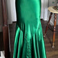 Robe de soirée moulante longue en satin vert brillant, style vintage, sexy, col en V, strass, dos nu, robe de bal formelle, gh3688