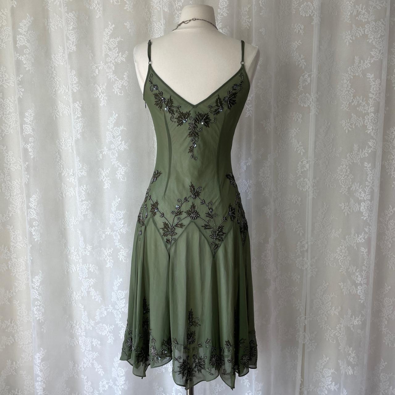 Olive Green Beaded Formal Prom Dress Chiffon Pretty Floral Midi/Short Homecoming Dress Date Dress Party Dress gh4618