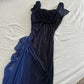 Dark Blue Ombre Stunning Sparkling Retro Fashion Stunning Elegant Delicate Rhinestone Long Chiffon Ball Gown Evening Gown Birthday Party Dress Prom Gown Graduation Gown gh3884