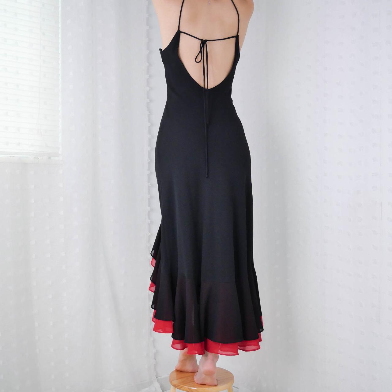 🖤Black and red vintage ruffled long chiffon tulle gothic homecoming prom dress party dress evening dress gh4295