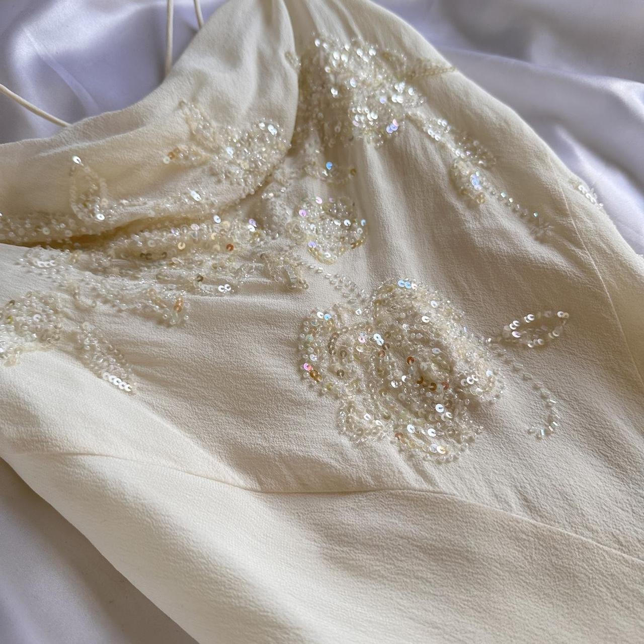 Robe de soirée longue en mousseline de soie, ivoire, brillante, élégante, exquise, perlée, longueur au sol, faite à la main, personnalisée, robe de bal, robe de soirée, robe de bal gh3549