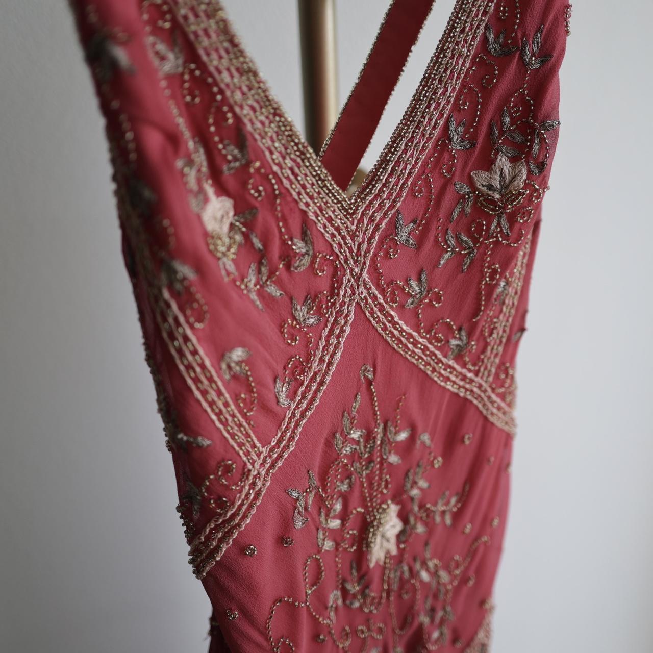 Pink Stunning Vintage Flowing Elegant Delicate Beaded Open Back Long Floor Length Mermaid Style Skirt Satin Ball Gown Evening Gown Birthday Party Gown Prom Gown gh3835