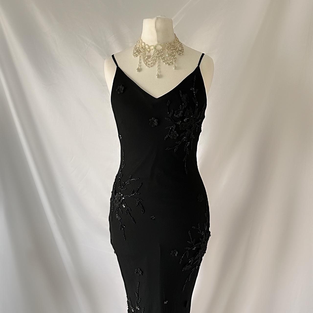 Robe de soirée longue en mousseline de soie noire, magnifique, exquise et élégante, à volants, gh3514