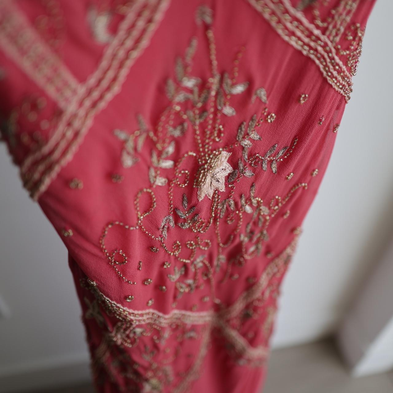 Pink Stunning Vintage Flowing Elegant Delicate Beaded Open Back Long Floor Length Mermaid Style Skirt Satin Ball Gown Evening Gown Birthday Party Gown Prom Gown gh3835