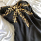 Schwarz Gold Schöne Stickerei Perlen Floral Spaghetti Strap Lange Chiffon Ballkleid Abend Party Kleid Prom Kleid gh3754