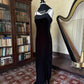 Girlhomeshops--Vintage Retro black long snow velvet fairy dress prom dress gh5541