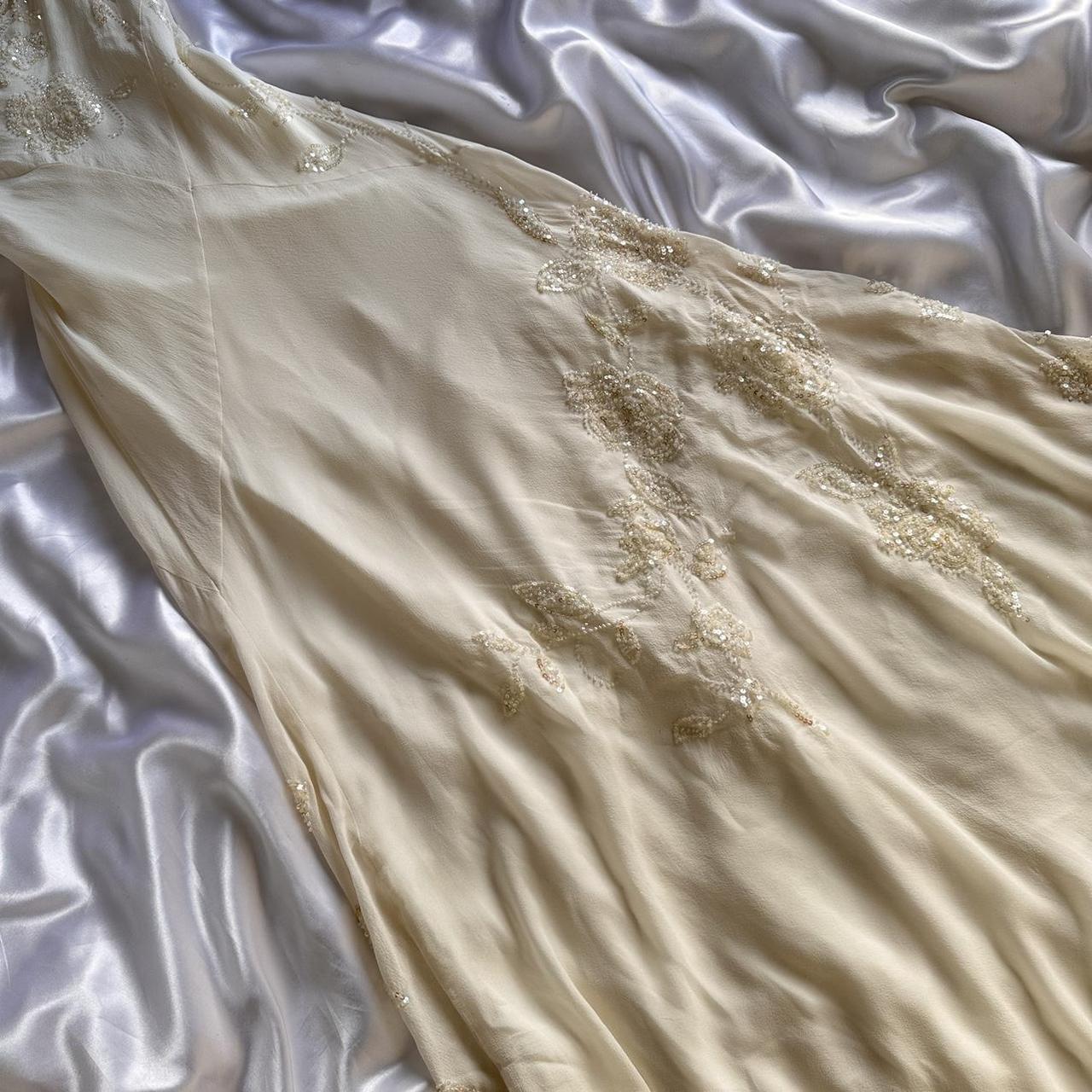 Robe de soirée longue en mousseline de soie, ivoire, brillante, élégante, exquise, perlée, longueur au sol, faite à la main, personnalisée, robe de bal, robe de soirée, robe de bal gh3549