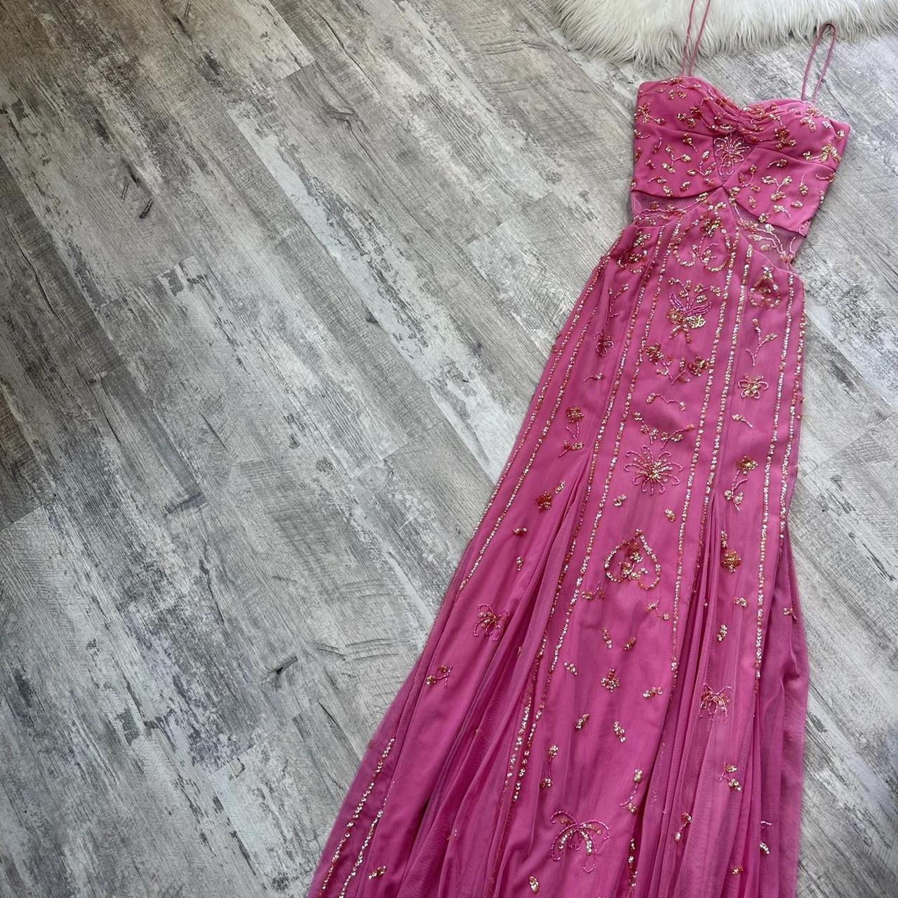 Atemberaubendes, seltenes, heißes Pink, Vintage-Mode, elegant, zarte florale Pailletten, langes Chiffon-Pailletten-Ballkleid, Abendkleid, Geburtstagspartykleid, Feenkleid, Heimkehrkleid, Hochzeitsgastkleid, Abschlussballkleid, gh3810