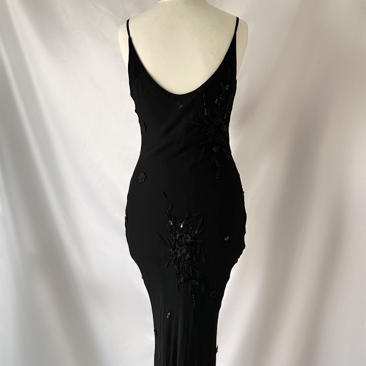 Robe de soirée longue en mousseline de soie noire, magnifique, exquise et élégante, à volants, gh3514