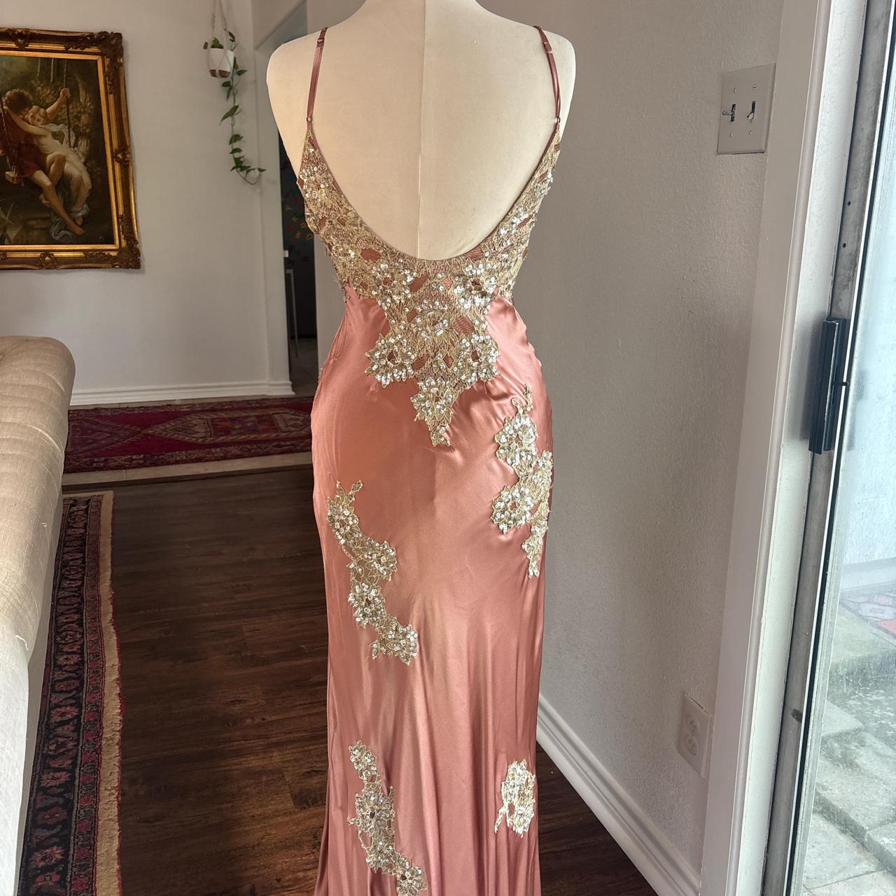 Robe de soirée longue en satin rose à fleurs et sequins, élégante, gh4570