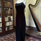Girlhomeshops--Vintage Retro black long snow velvet fairy dress prom dress gh5541