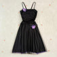 Black Vintage Elegant Exquisite Purple Floral Spaghetti Strap Short Women Chiffon Tulle Homecoming Dress Prom Dress Evening Dress Party Dress gh4126