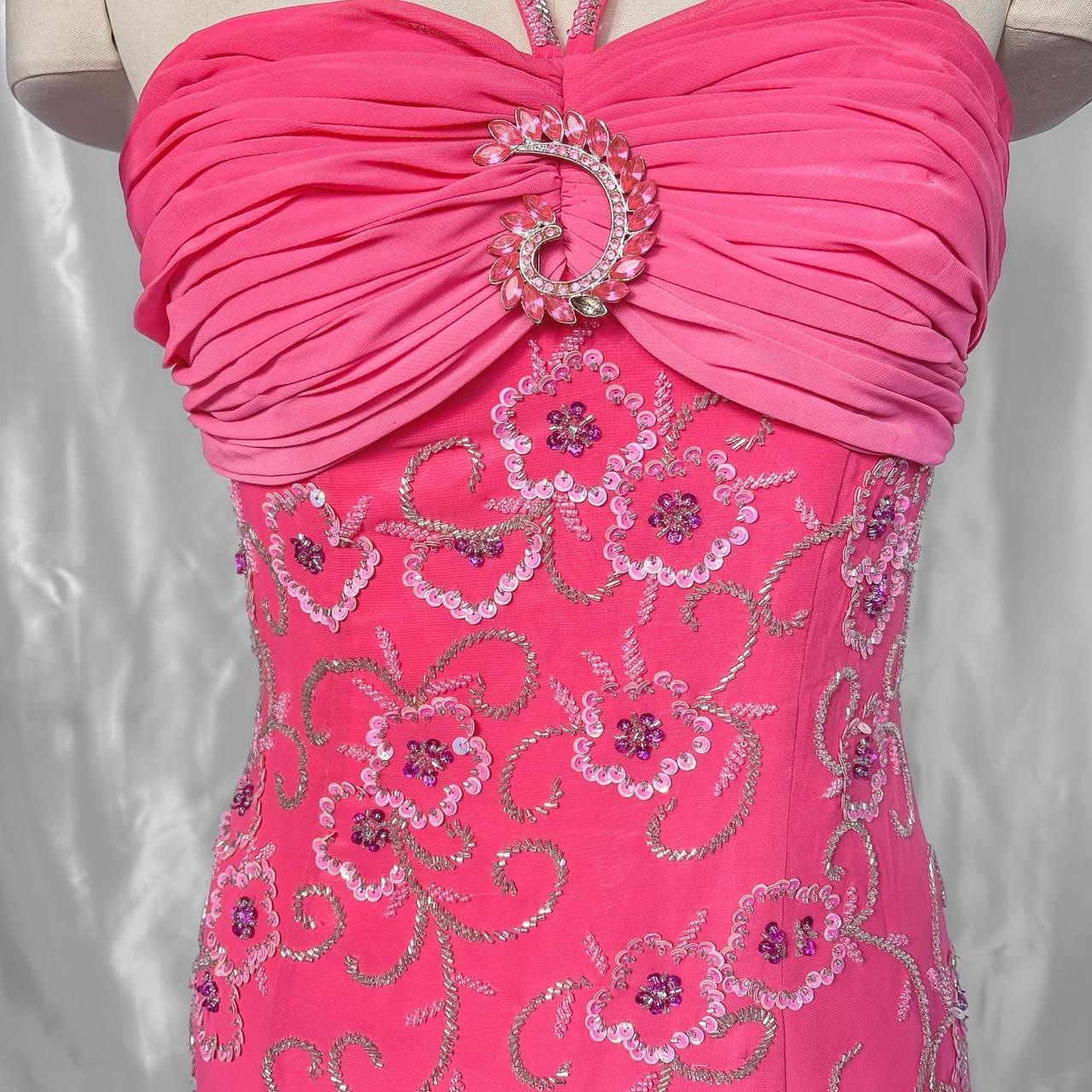 Girlhomeshops-Pink Fashion Gradient Gorgeous Exquisite Floral Beaded Long Chiffon Prom dress Evening Dress Party Dress gh5095
