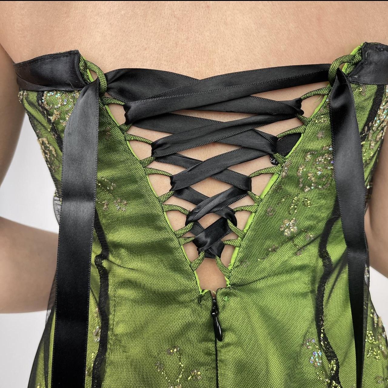 Green Fashion Retro Elegant Exquisite Floral Corset Long Chiffon Tulle Ball Gown Evening Dress Party Dress Prom Dress gh3712