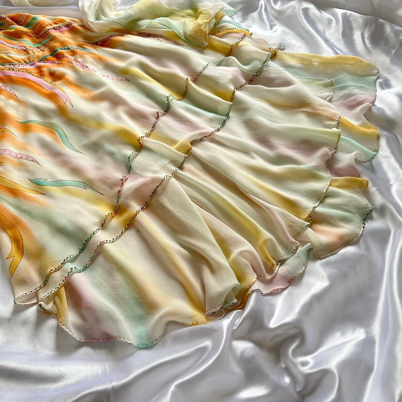 Fantasy Orange Rainbow Elegant Exquisite Beading Long Chiffon Ball Gown Evening Dress Party Dress Prom Dress gh3746