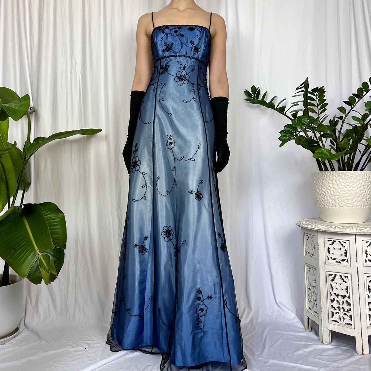 Blue gorgeous fashion retro elegant exquisite beading long chiffon tulle ball gown evening dress party dress prom dress gh3711