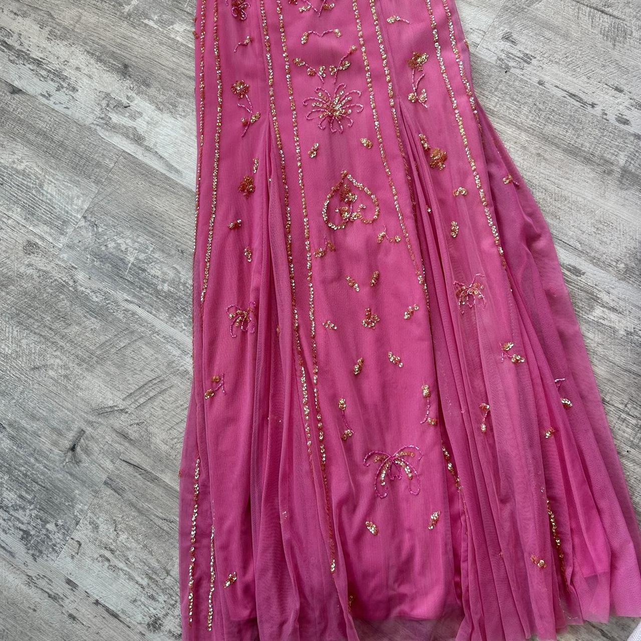 Atemberaubendes, seltenes, heißes Pink, Vintage-Mode, elegant, zarte florale Pailletten, langes Chiffon-Pailletten-Ballkleid, Abendkleid, Geburtstagspartykleid, Feenkleid, Heimkehrkleid, Hochzeitsgastkleid, Abschlussballkleid, gh3810