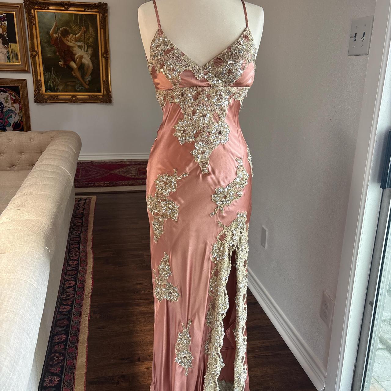 Robe de soirée longue en satin rose à fleurs et sequins, élégante, gh4570
