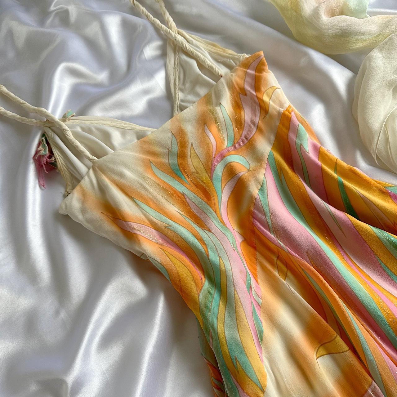 Fantasy Orange Rainbow Elegant Exquisite Beading Long Chiffon Ball Gown Evening Dress Party Dress Prom Dress gh3746