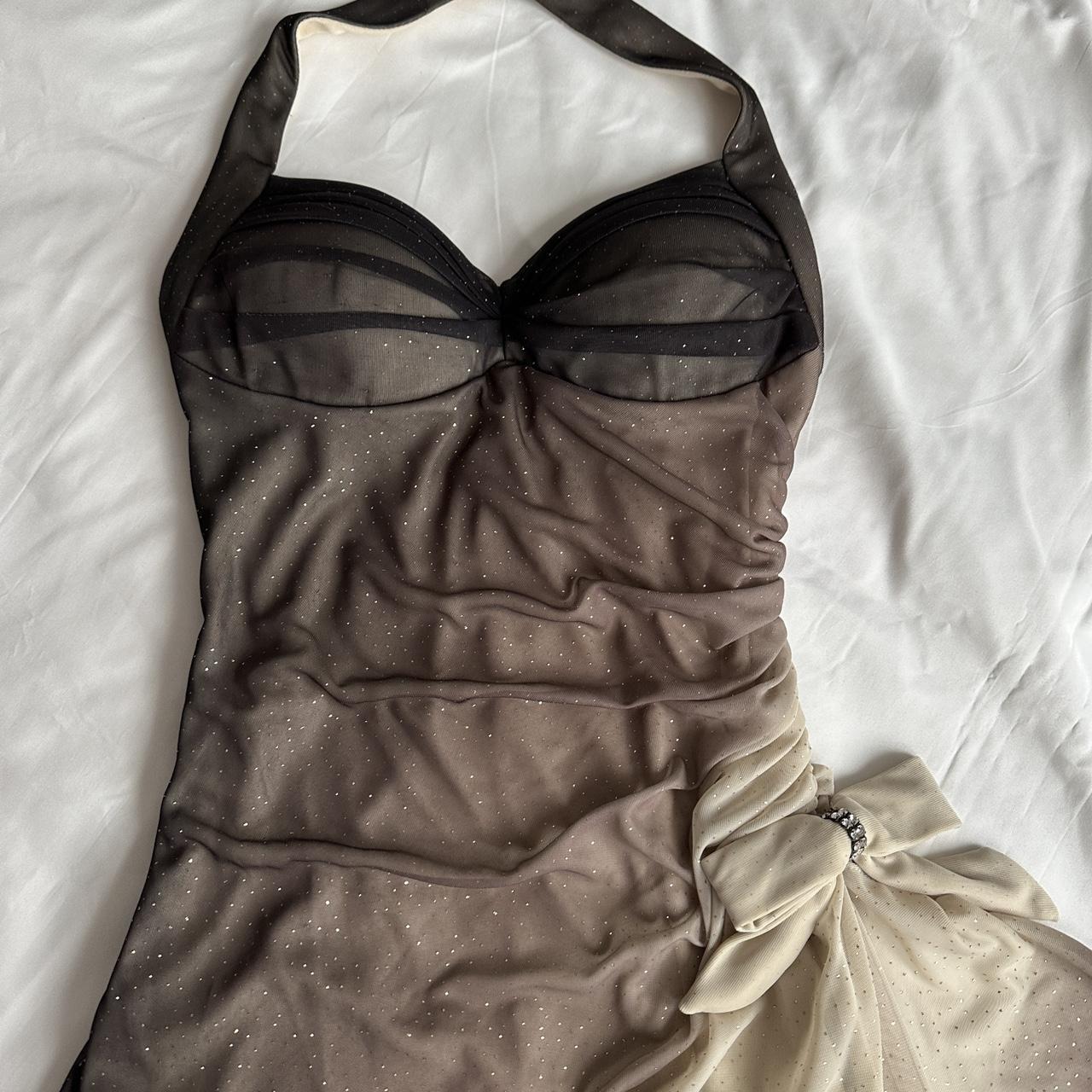 Brown and cream fashion gradient beautiful unique glitter maxi dress suspender vintage elegant long chiffon tulle ball gown evening dress party dress prom dress gh3880