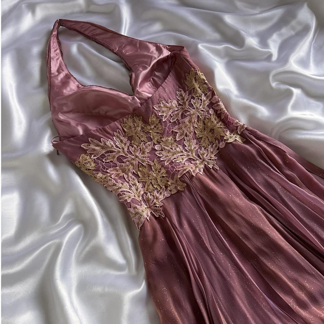 Purple Bronze Shiny Elegant Vintage Flower Applique Long Chiffon Fairy Evening Gown Party Dress prom dress gh3595