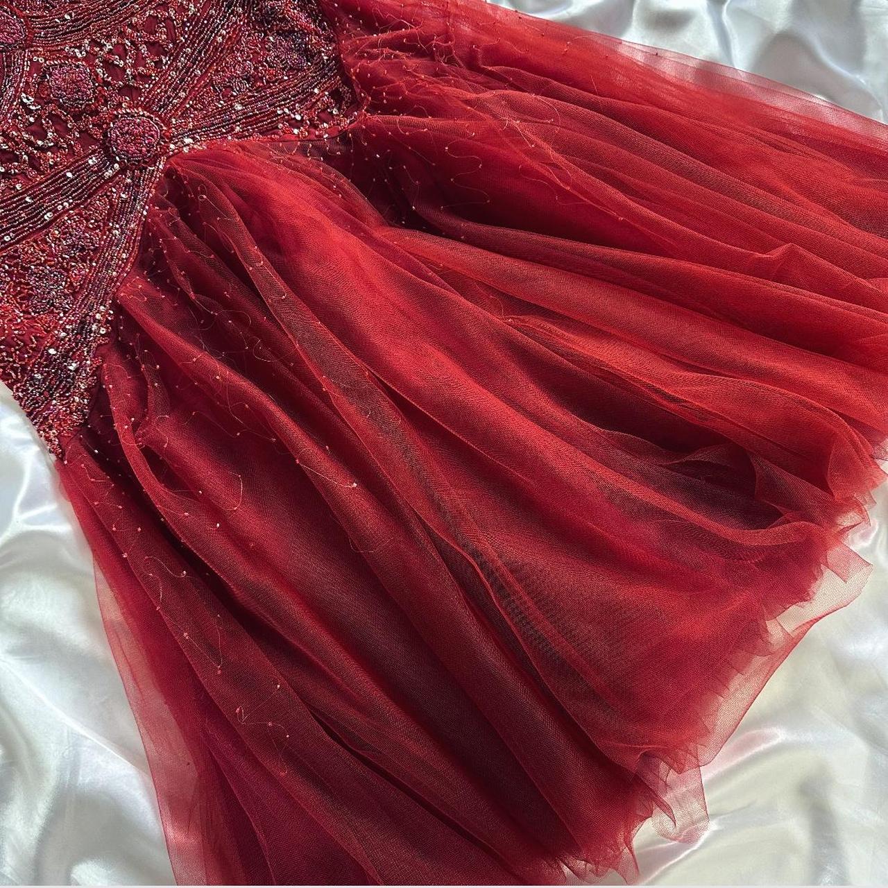 Red gorgeous luxury elegant exquisite beading shiny vintage fashion long elegant tulle ball gown evening dress birthday party dress prom dress gh3644
