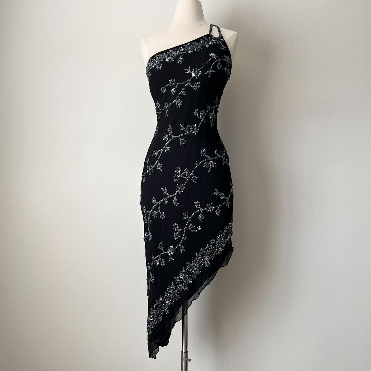 Black and Silver Vintage Gorgeous Elegant Exquisite Beaded Long Chiffon Sequin Asymmetric Skirt Dress Homecoming Dress Prom Dress Evening Dress Party Dress gh4123