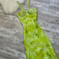 Belle robe longue vert clair à paillettes florales, robe de bal vintage des années 90, robe longue Y2K, robe de fée, robe d'invité de mariage, robe de retour gh4516