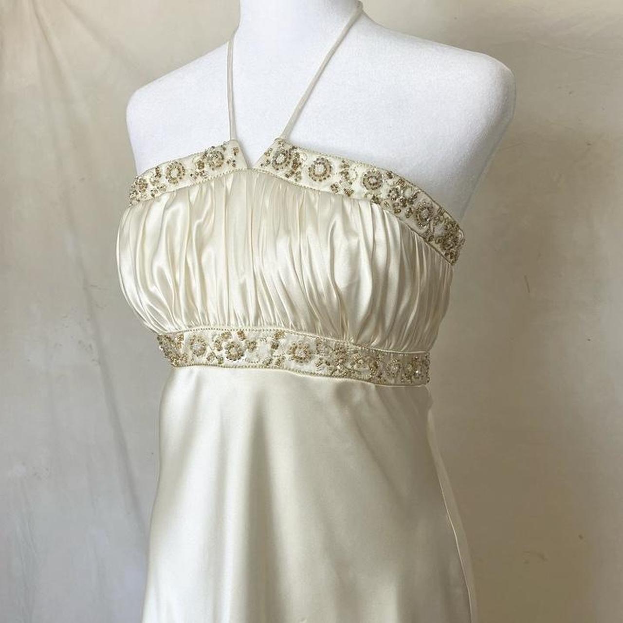 Stunning Vintage Fashion Elegant Gold Delicate Floral Beading Spaghetti Strap Long Satin Women's Ball Gown Evening Dress Party Dress Prom Dress Fairy Dress gh4183