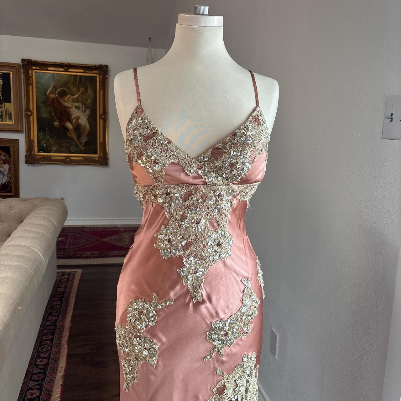 Robe de soirée longue en satin rose à fleurs et sequins, élégante, gh4570
