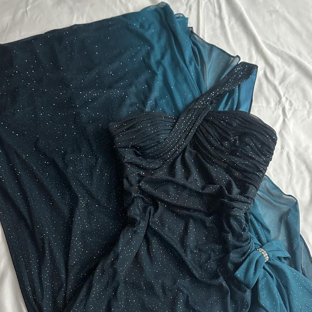 Türkisfarbenes, farbverlaufsfarbenes, retromodisches, funkelndes, atemberaubendes, fließendes One-Shoulder-Kleid mit elegantem, exquisitem Strass, langes Chiffon-Ballkleid, Abendkleid für Geburtstagsfeiern, Abschlussballkleid, Abschlusskleid, gh3882