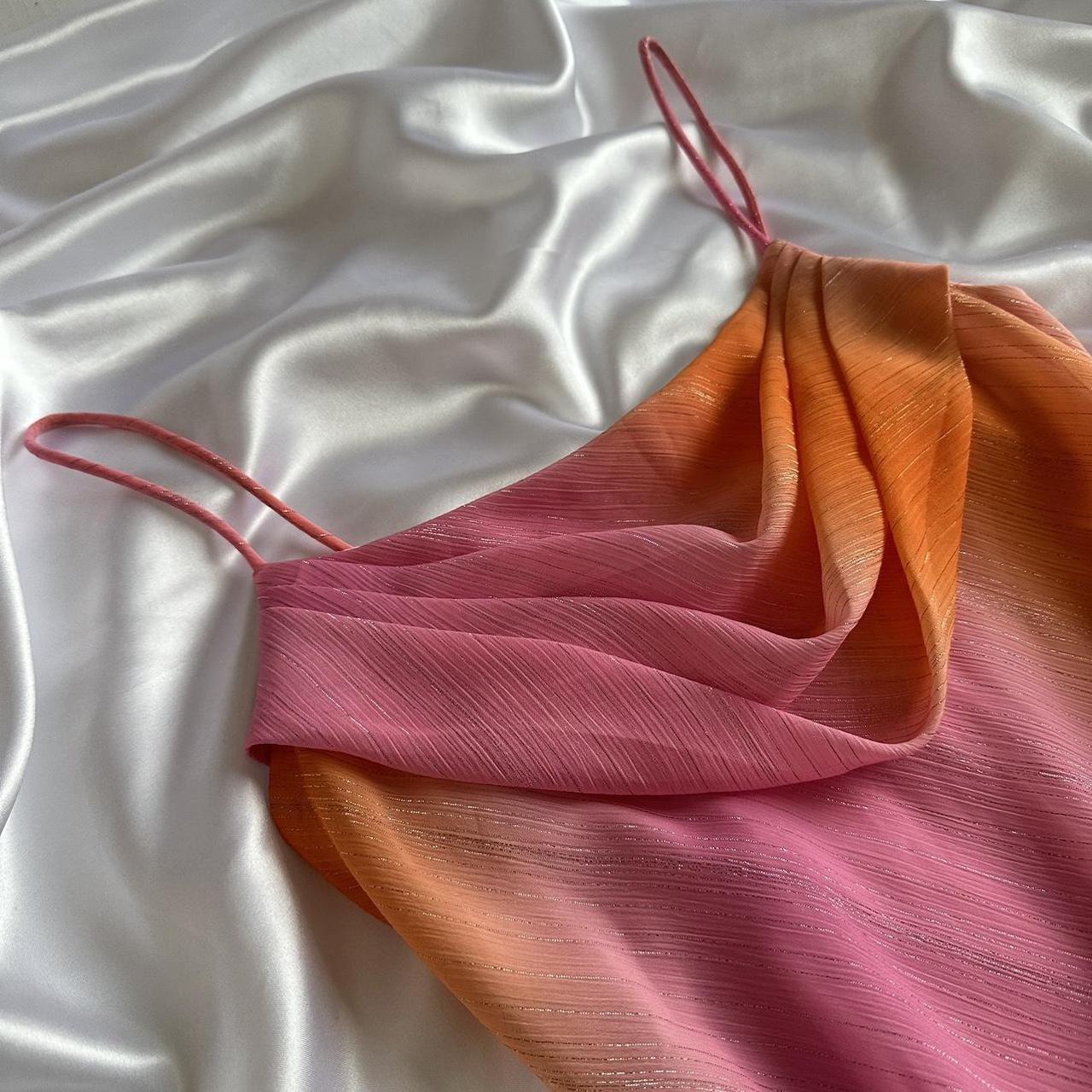 Robe de soirée longue en mousseline de soie, dégradé rose orange, style rétro, paillettes, gh3868