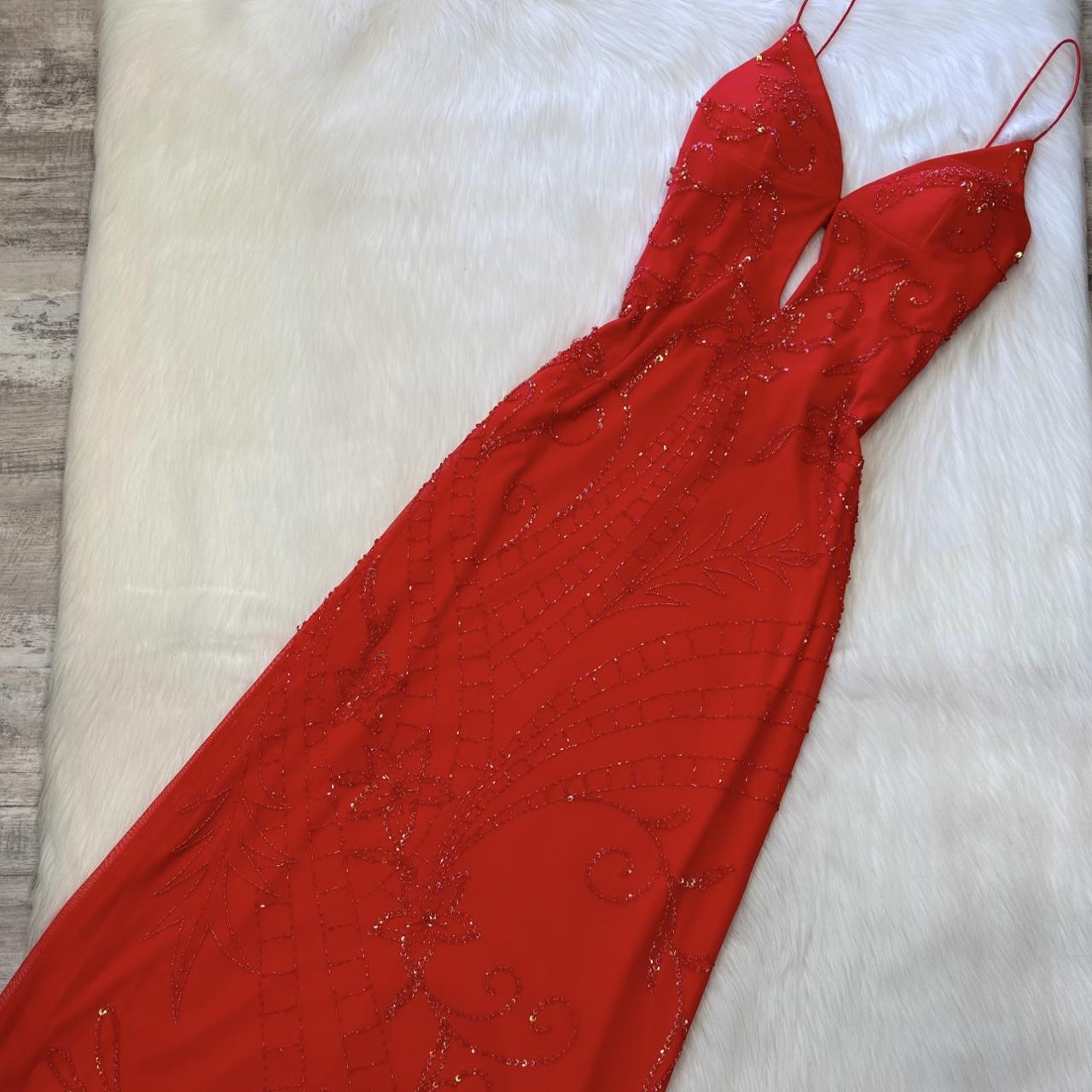 Red stunning exquisite beaded floral sequined backless women's long chiffon evening dress party dress prom dress gh4287