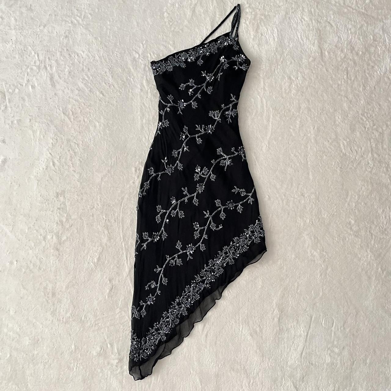 Black and Silver Vintage Gorgeous Elegant Exquisite Beaded Long Chiffon Sequin Asymmetric Skirt Dress Homecoming Dress Prom Dress Evening Dress Party Dress gh4123