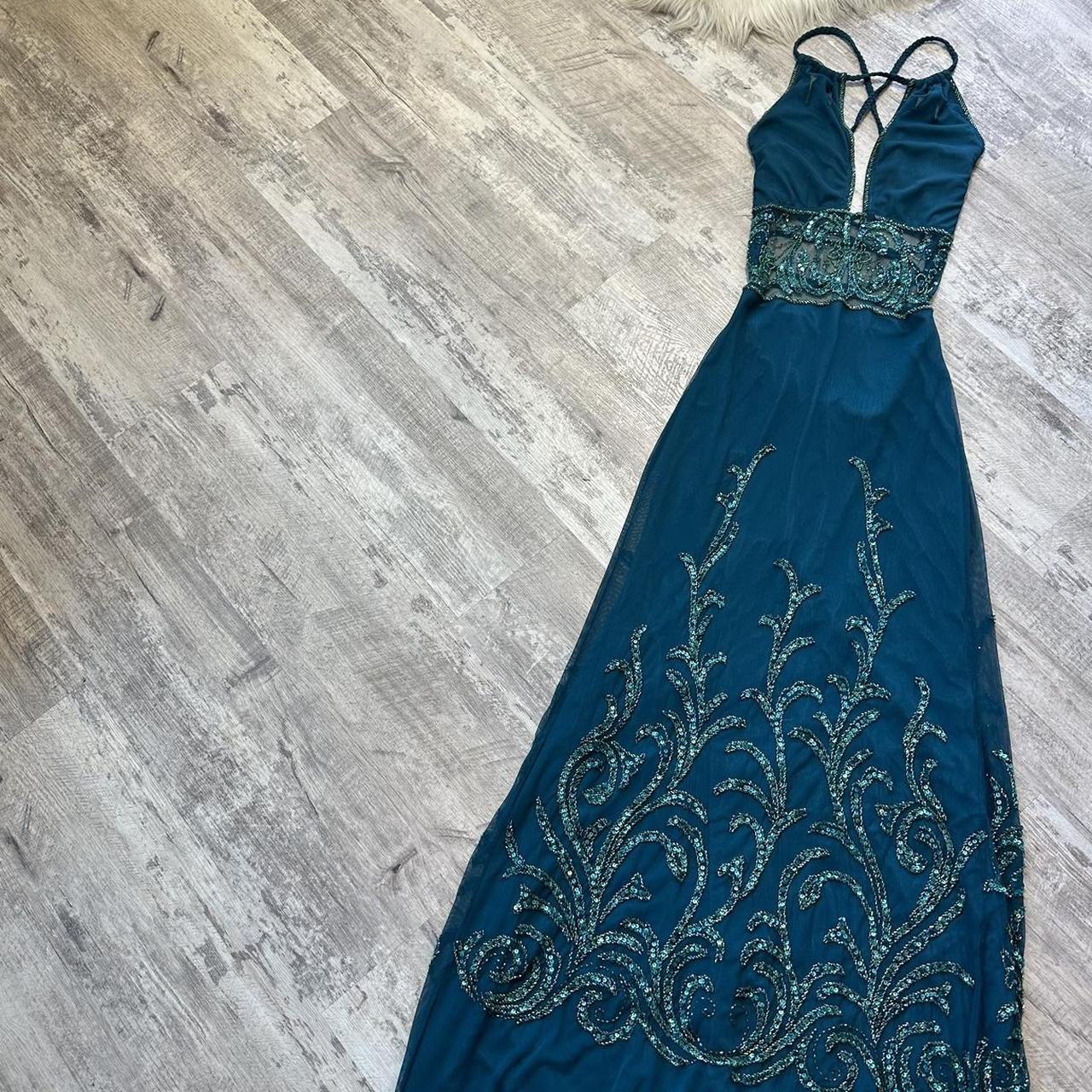 Magnifique robe de soirée longue en mousseline de soie, bleu sarcelle, avec perles exquises, robe de bal, robe de fête d'anniversaire, gh3808