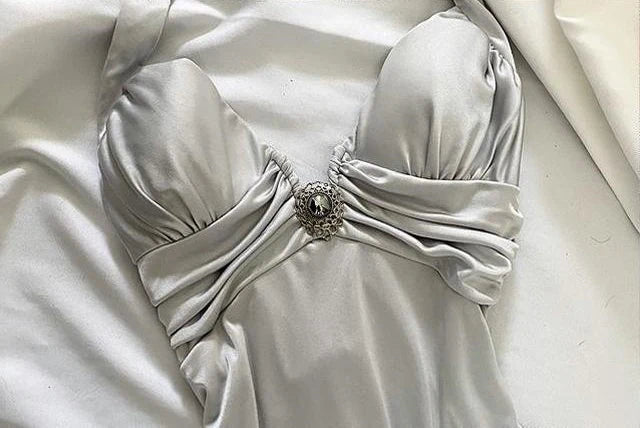 Silver White Retro Fairy Short satin Homecoming Dress Party Dress Birthday Dress Prom Dress gh4669