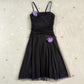 Black Vintage Elegant Exquisite Purple Floral Spaghetti Strap Short Women Chiffon Tulle Homecoming Dress Prom Dress Evening Dress Party Dress gh4126